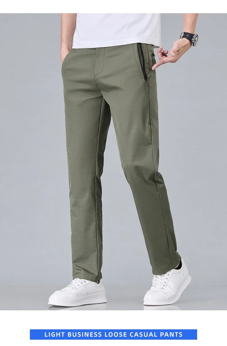 Fashion New in Men's Casual Pants Straight Slim Thin Korean Breathable Comfortable Brand Male Clothing Summer Trousers