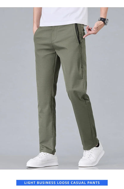 Fashion New in Men's Casual Pants Straight Slim Thin Korean Breathable Comfortable Brand Male Clothing Summer Trousers
