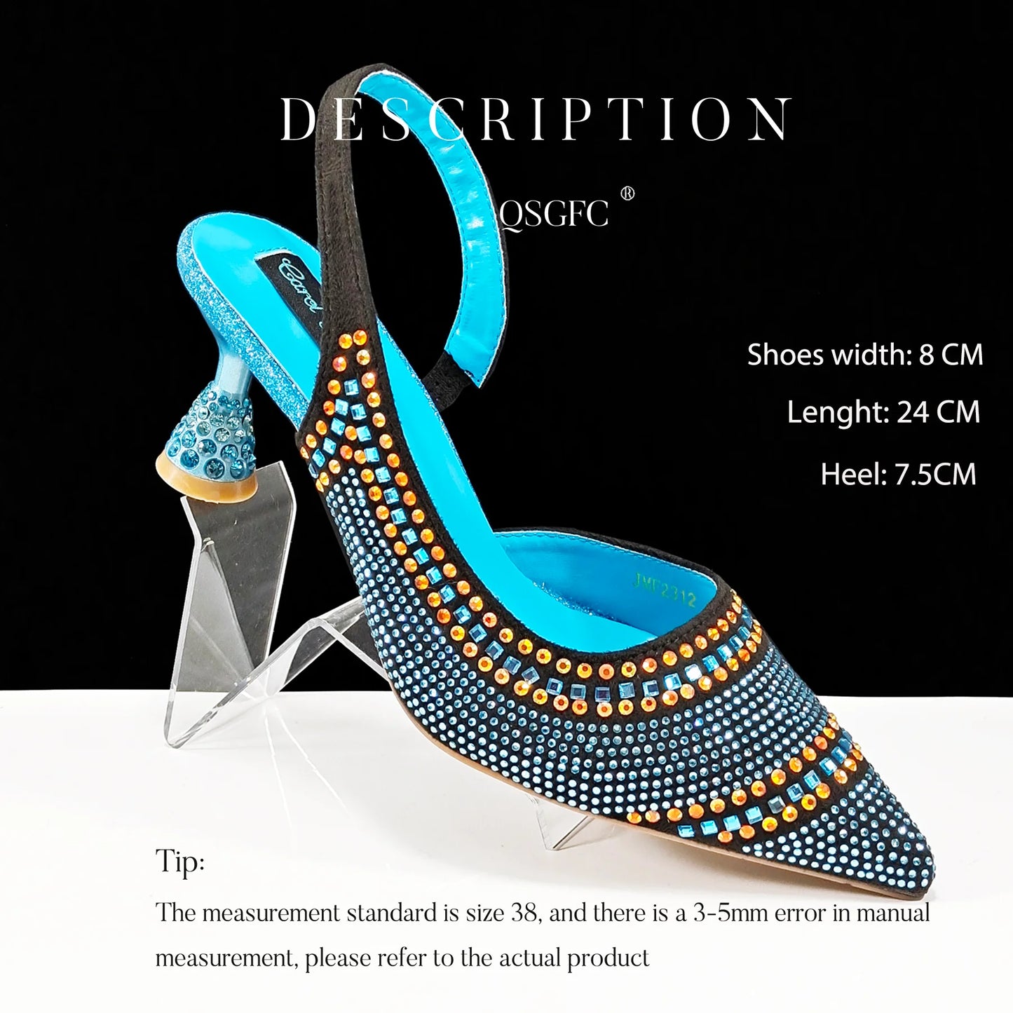 Sky Blue Pointed Toe 2024 New Arrivals Women High Heels Sexy Ladies Shoes and Bag to Match Italian Pumps for Wedding