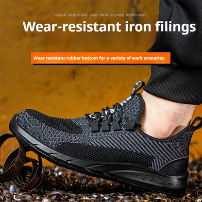 Breathable Work Sneakers Men Safety Shoes Construction Steel Toe Work Shoes Safety Boots Men's Puncture Proof Summer Work Shoes