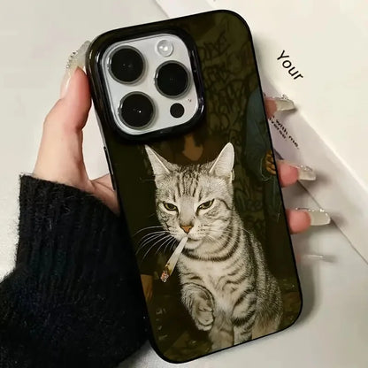 Smoking Cats Black Phone Case For IPhone 17 17Air 16 15 14 Plus 13 12 11 17 Pro Max X XS XR 7 8 Plus Soft Back Cover Case