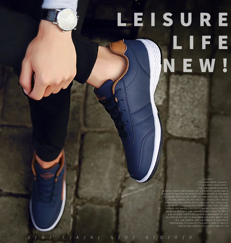 Shoes for Men Leather Sneaker Waterproof Casual Comfortable Men's Sneaker Lace Up Footwear Vulcanized Man Shoe Masculino