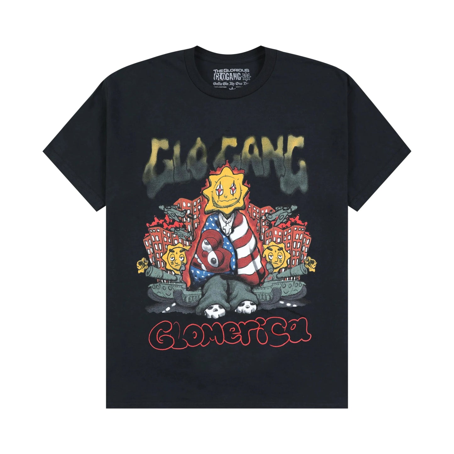 Glogang Men's Trendy Short-Sleeve T-Shirt Fashionable Street Style Harajuku Style Y2K Crew Neck Short-Sleeve Pure Cotton T-Shirt