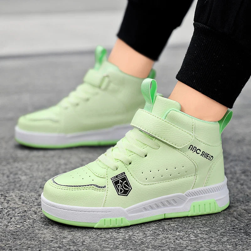 Children‘s High-top Basketball Boots Boys Girls Non-slip Basketball Trainers Outdoor Jogging Sneakers Breathable Athletic Shoes
