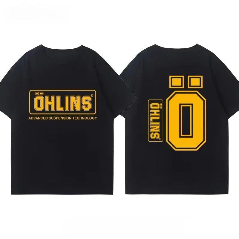 Motorcycle Shock Absorber Modified T-shirt Cotton Casual Trendy Brand Men's Women's Car Club Crew Neck Short-sleeved Top