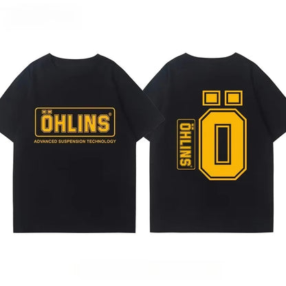 Motorcycle Shock Absorber Modified T-shirt Cotton Casual Trendy Brand Men's Women's Car Club Crew Neck Short-sleeved Top