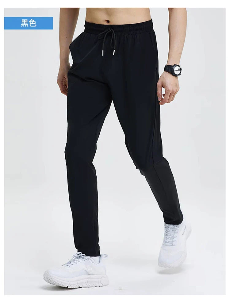 Gym Fitness Trousers Men's Pencil Pants Tight Jogging Running Breathable Quick-Drying Ice Silk Sports Wind Casual Fashion Pants