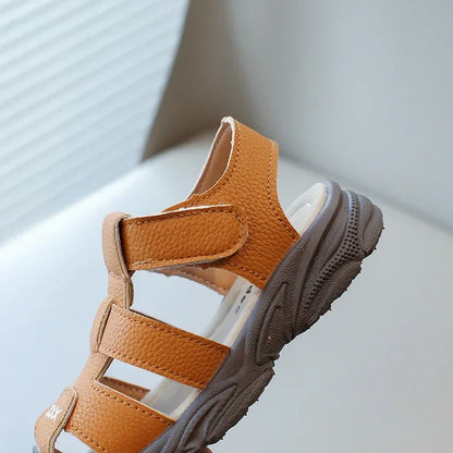Baby Boys Summer Sandals Kids Beach Shoes Classic Fashion Hollow Toe-capped Anti-kick Toddlers Kindergarten Sandals Breathable
