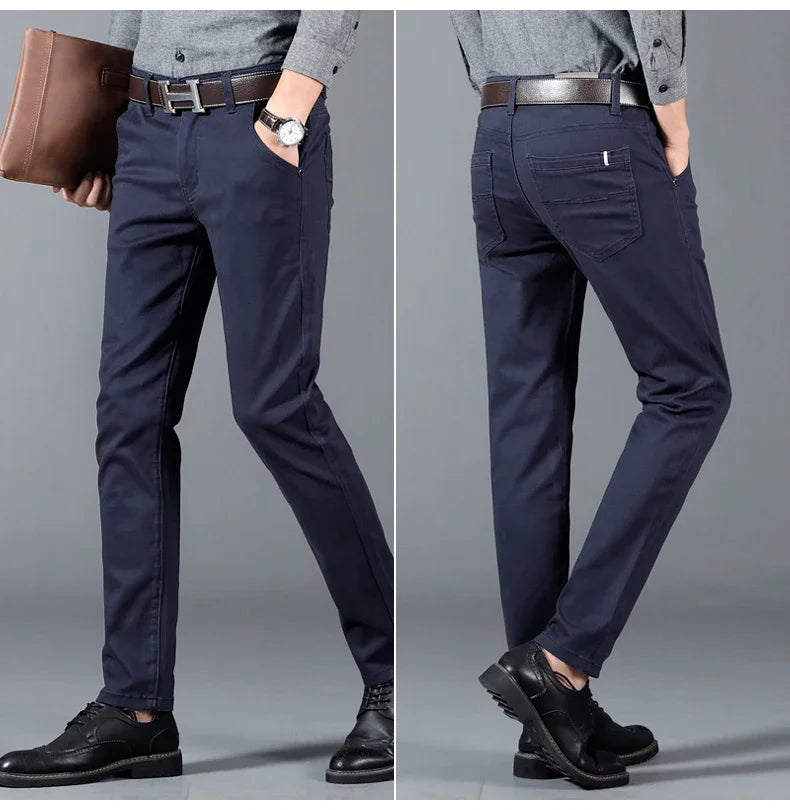 6 Color Men Slim Casual Pants New Classic Business Fashion Comfortable Stretch Cotton Elastic Straigh Trousers Male