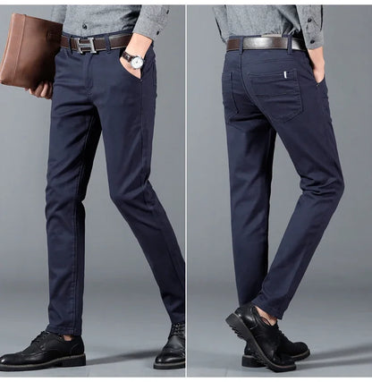 6 Color Men Slim Casual Pants New Classic Business Fashion Comfortable Stretch Cotton Elastic Straigh Trousers Male