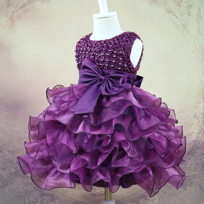 Vestido de Pérolas para Bebês Meninas, Princesa, com Camadas, Vintage, para Festa de Aniversário, Vestido de Baile de Natal, Roupinhas de Bebê de 3 a 24 Meses
