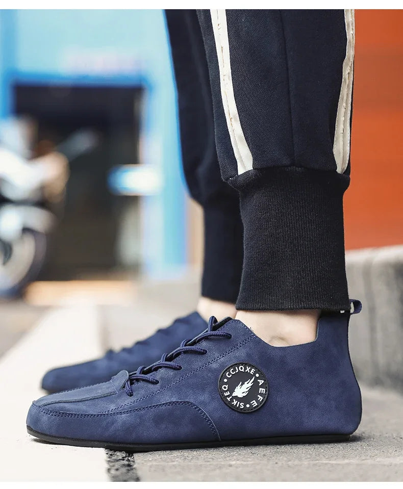 Men's Loafers Lightweight Driving Casual Thin Bottom Flats Shoes Soft Sole Comfortable Non Slip Lace-up Walking Shoes Men