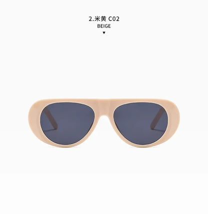 Vintage Oversized Oval Sunglasses Women Men New Fashion Wide Leg Leopard Red Gradient Sun Glasses Ladies Trendy Sexy Shades