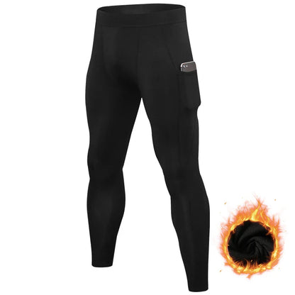 Men's Autumn and Winter Warm Running Tight Leggings Sports Gym Fitness Jogging Pants Fast Dry Running Compression leggings