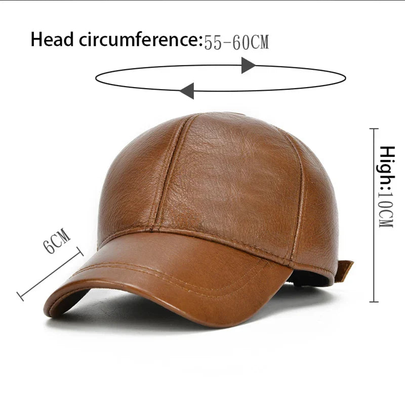2026 Adjustable Men's Genuine Cowhide Leather Baseball Cap for Fall Winter Outdoor Sports Hat Men Real Cowhide Leather Caps