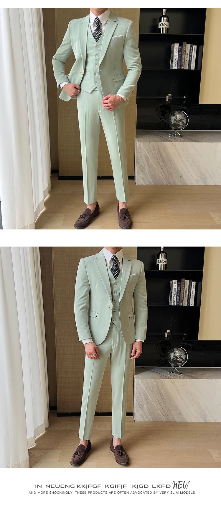( Jacket + Vest + Pants ) High-end Men's Slim Business Casual Suit Groom Wedding Dress Party Suit Blazers Waist Coat Trousers