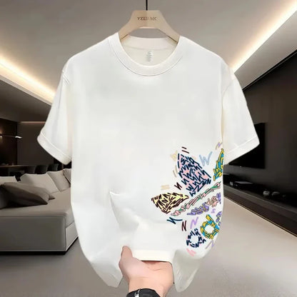 Summer New Casual Men's and Women's Printed Short-sleeved Cotton T-shirt Loose and Versatile Fashion Half-sleeved Casual Wear -