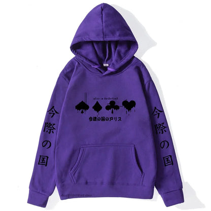 Hoodies Men Cartoon Cards Sweatshirt Harajuku Graphic Streetwear Women Anime Tops Men Clothing Y2k Sudaderas