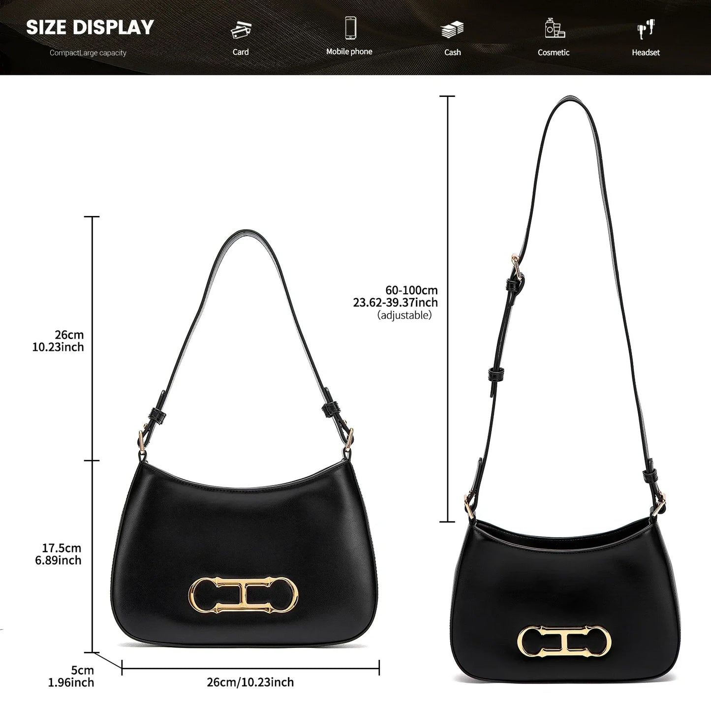 Retro Style Pure Colour Design Fashion Classic Women's Handbag Leisure Simple Match Women's Shoulder Bag