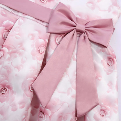 2026 summer new dress Europe and the United States small fly sleeve printed dress little girl host high-end performance clothing