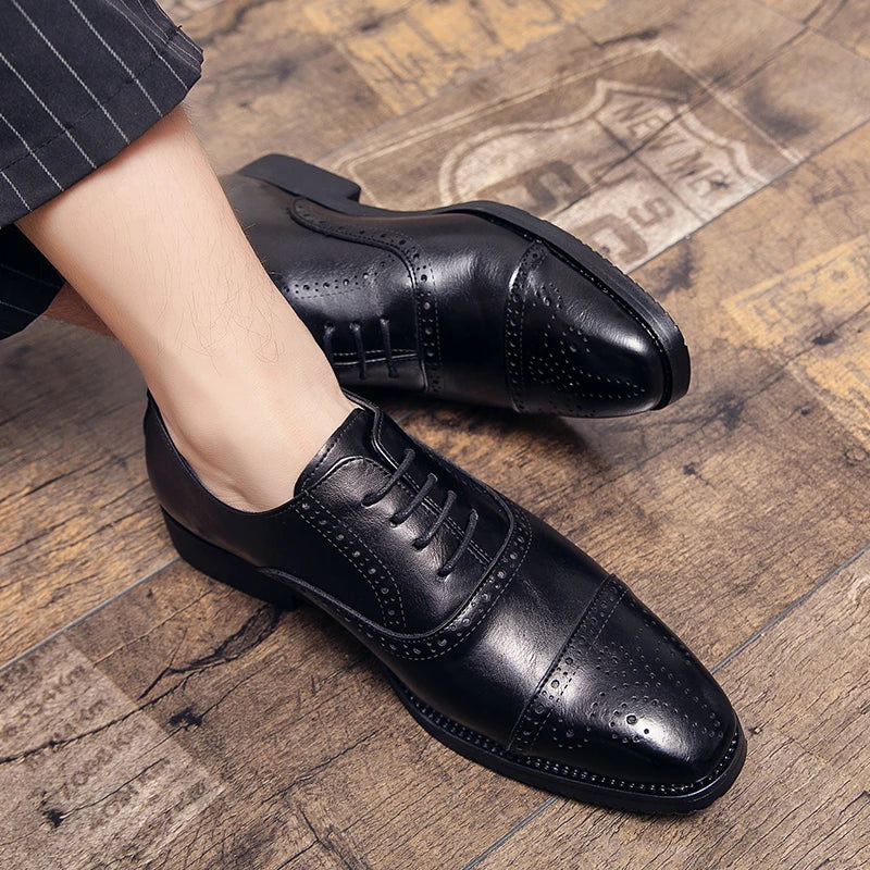 Handmade Fashion Mens Brogue Luxury Big Size 47 Wedding Party Leather Business Oxfords Dress Casual Formal Shoes Loafers for Men