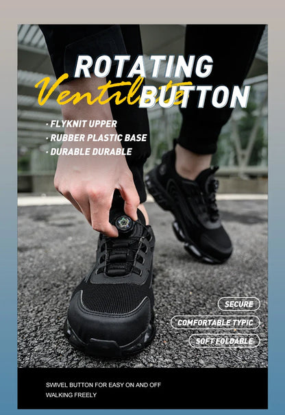 Steel Toe Protection Safety Shoes Men Rotating Button Work Safety Shoes for Men Anti-smash Anti Puncture Work Shoes Sneakers