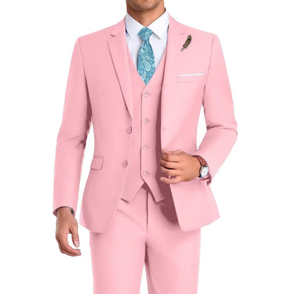 High-Quality Slim Fit Wedding Men's Suit Luxury Elegant Business Fashion Men Clothing 3 Piece Notch Lapel Blazer Vest Pants Set