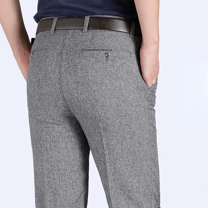 Mens Formal Pants Summer Thin Autumn Thick Black Blue Grey Stretch Bussiness Loose Suit Office Plus Size Trousers GOZBKF