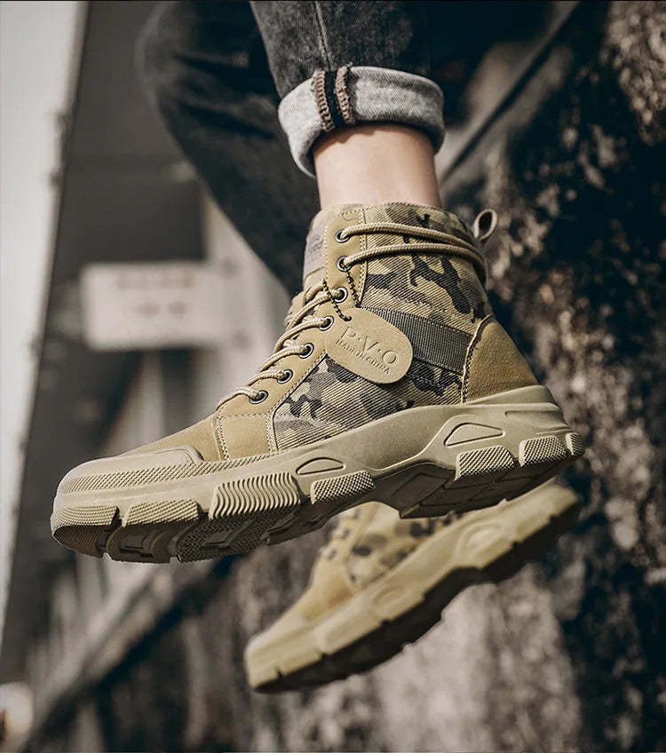 Military Boots Men Women Camouflage Khaki Black High-top Industrial Anti Skid Tactic Mechanic Work Climb Sports Sneaker