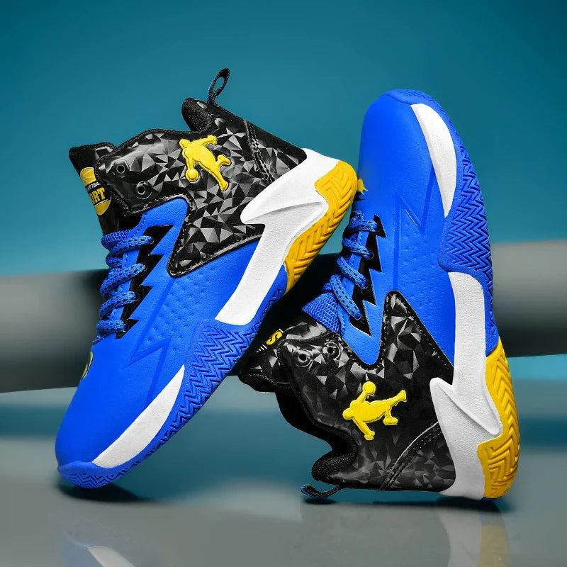Children Basketball Shoes for Boys Girls Kids Teenagers Breathable Non-slip Lace Up Indoor Outdoor Training Sneakers Tennis Shoe
