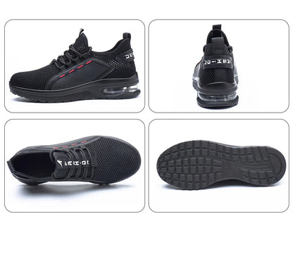 Men's Summer Mesh Safety Shoes Steel Toe Anti- Crush Breathable Lightweight Work Shoes Knitted Upper Kevlar Insertion Proof