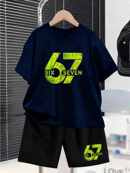 New Cool 67 Funny 3D Print Kids T-Shirt Shorts Set Fashion Children's Clothes Casual Boy Girl Short Sleeve Shorts Football Sets