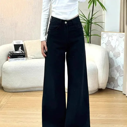 High Waist Wide Leg Black Jeans