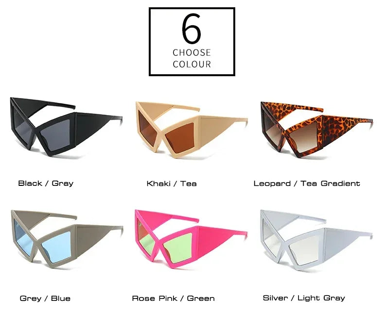 Fashion Oversized Cat Eye Sunglasses Women Red Shades UV400 Retro Gradient Men Wide Legs Sun Glasses