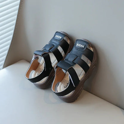 Baby Boys Summer Sandals Kids Beach Shoes Classic Fashion Hollow Toe-capped Anti-kick Toddlers Kindergarten Sandals Breathable
