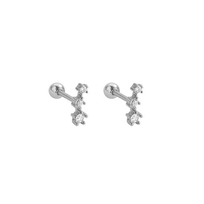 925 Sterling Silver Fashion Simple Golden Flower Beads Small Stud Earrings for Women Teen Piercing Jewelry Accessories