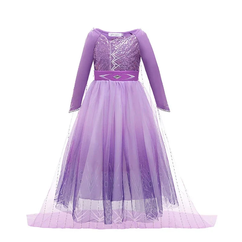 Frozen Snow Queen Elsa Anna Girls Cosplay Mesh Princess Dress Kids Halloween Carnival Party Birthday Frock Ball Vestidos