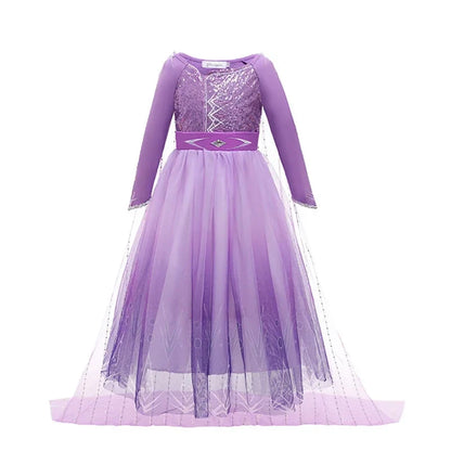 Frozen Snow Queen Elsa Anna Girls Cosplay Mesh Princess Dress Kids Halloween Carnival Party Birthday Frock Ball Vestidos
