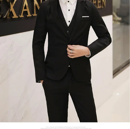 Western-Style Men's Suits Cross-Border Wholesale New Arrival Slimming Three-Piece Set Korean Version Business Professional Gown