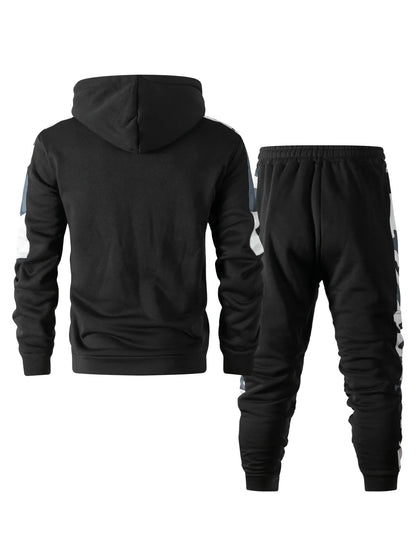 Men's Tracksuit Hoodie Sets Camouflage Hand  Hooded Leisure Suit Man Sweatshirt Pants Tactical Sweat Sports Suit
