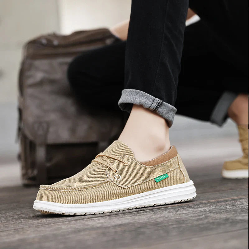 Men's Canvas Shoes Retro Loafers Lightweight Flats Leisure Footwear Male Summer Moccasin Men Casual Business Shoe