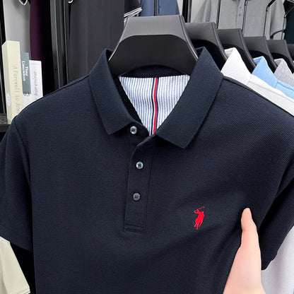 High end brand 100% cotton short sleeve polo shirt men luxur pony embroidery comfort breathable fashion T-shirt summer new top