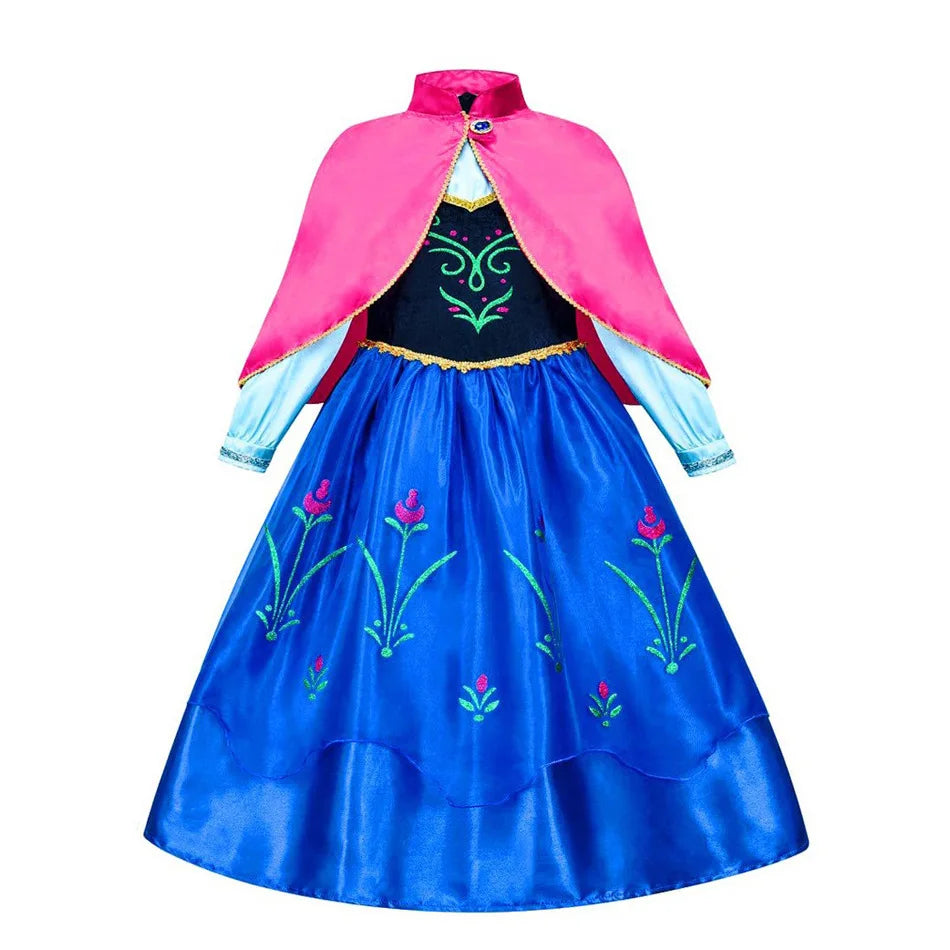 Holiday Party Birthday Gift Girls Cosplay Elsa White Snow Moana Princess Dress Summer Casual Dress + Accessories Set