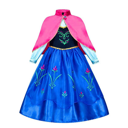 Holiday Party Birthday Gift Girls Cosplay Elsa White Snow Moana Princess Dress Summer Casual Dress + Accessories Set