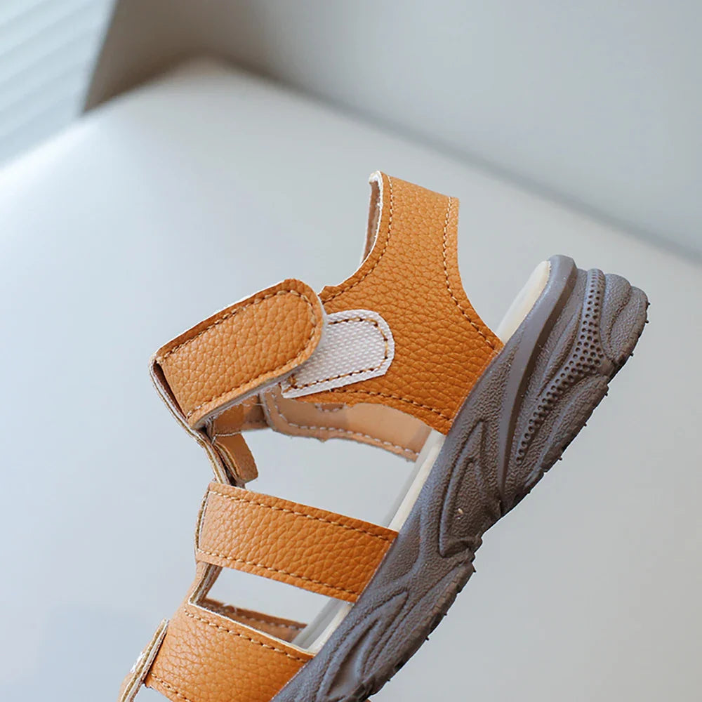 Summer Sport Sandals For Children PU Leather Vintage Boy's Sandals Soft-soled Anti-slippery Kid's Sandals Fashion Summer Shoes
