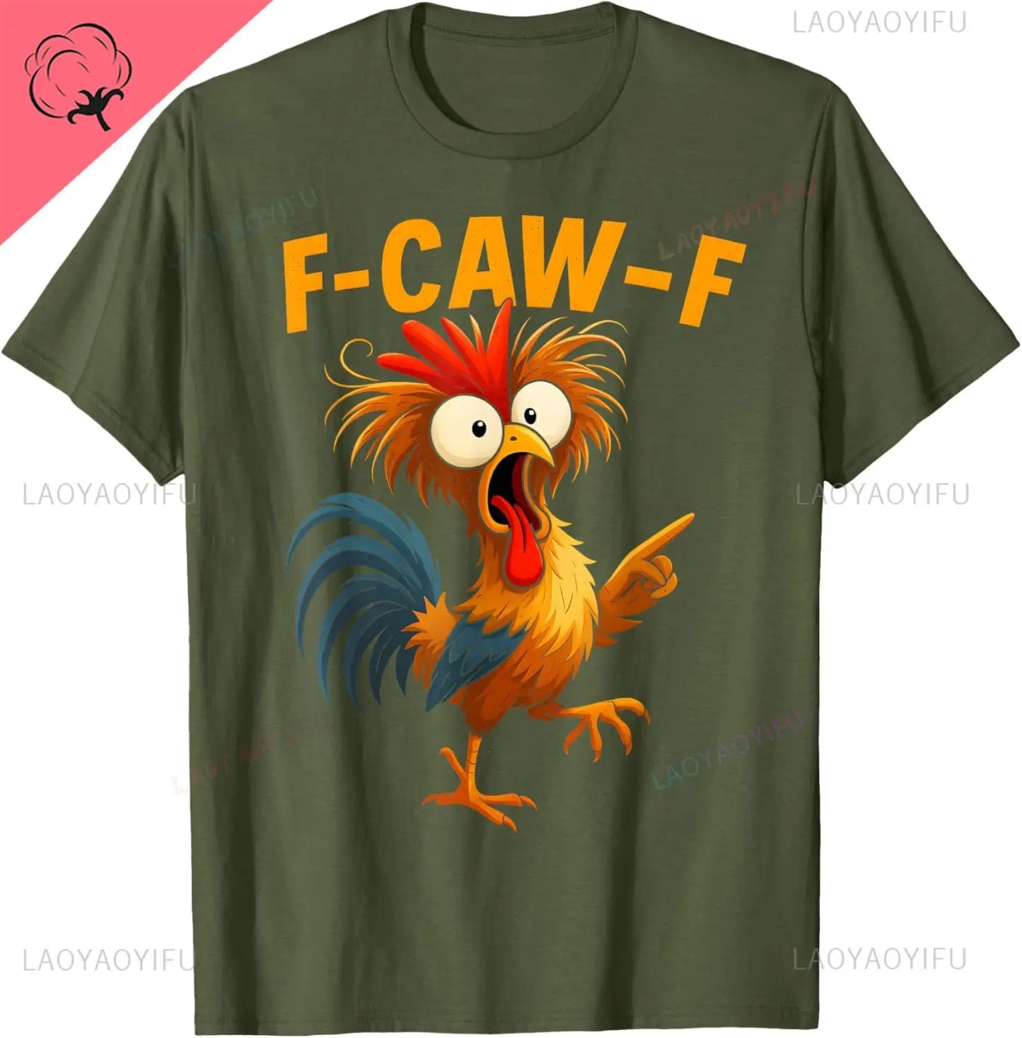 F Caw F Rooster Funny Bird Fcawf Chicken Whisperer Fawk Off T-Shirt Mens Clothing Print on Demand Cotton Vintage Clothes