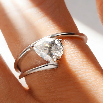 GRA Certified D VVS1 Pear Cut Moissanite Rings for Women 6x8mm Lab Diamond S925 Sterling Sliver Wedding Engagement Ring
