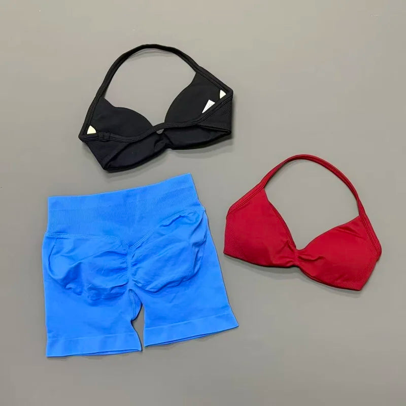 2PCS HISTELLO Seamless Gym Yoga Set Push Up Bra Scrunch Butt Lift Leggings Body Shaping Breathable Comfort Yoga Women Wear