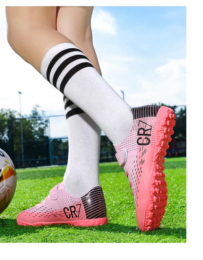 New Hot Children Football Boots Outdoor Trainers Soccer Shoes for Kids Boys Girls Hook Loop Football Cleats Futsal Sneakers28-39