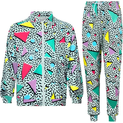 1990s Disco Tracksuit 2pcs Jogging Wear Retro Style Carnival Theme Party Suit Live Cosplay Jacket and Pants  cosplay costumes